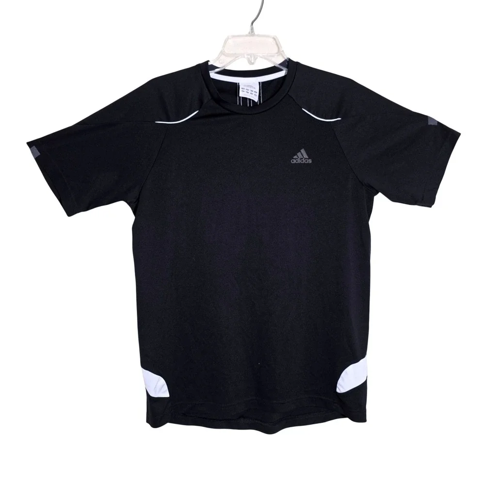 Adidas Anda Athletic Soccer Shirt Mens Medium Black Short Sleeve Training Good